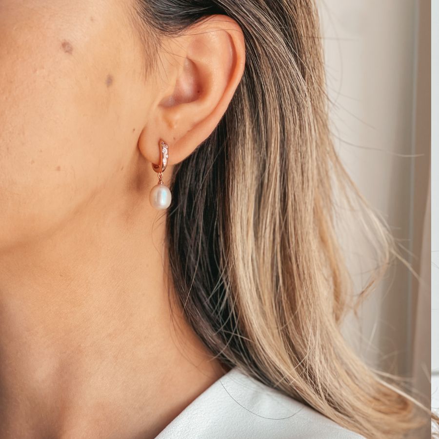 Classic Pearls Rose Ezüst Fülbevaló - Természetes Gyöngyök - Indira