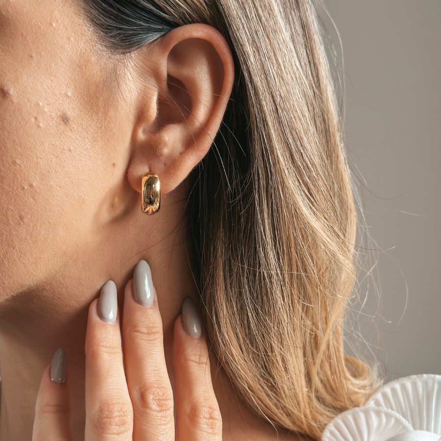 Ezüst Golden Bold Maxi Hoops fülbevalók - Indira