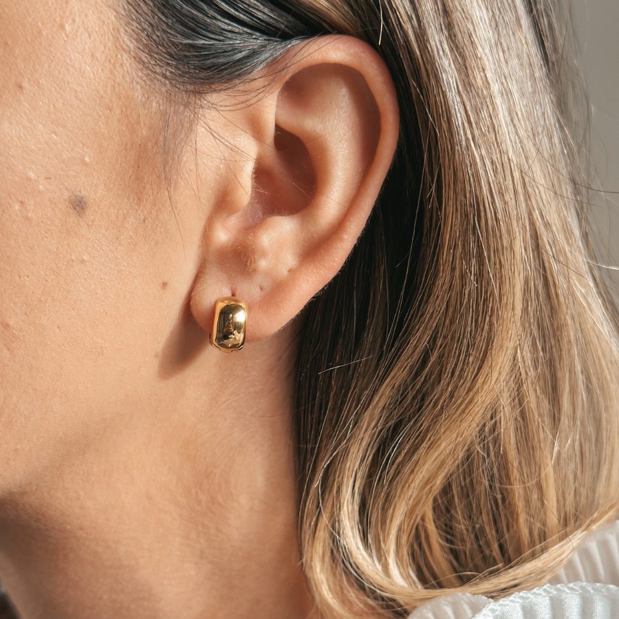 Ezüst fülbevaló Golden Bold Mini Hoops - Indira