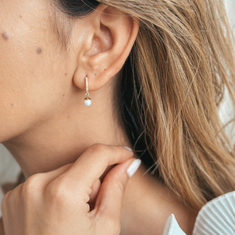 Golden Kalya ezüst fülbevaló - Természetes gyöngyök, Cirkónia - Indira