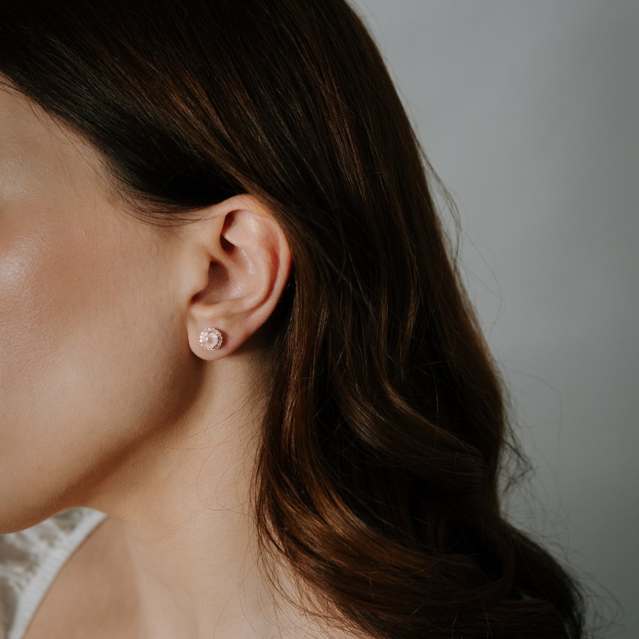 Keira Rose ezüst fülbevaló - Rózsakvarc - Indira