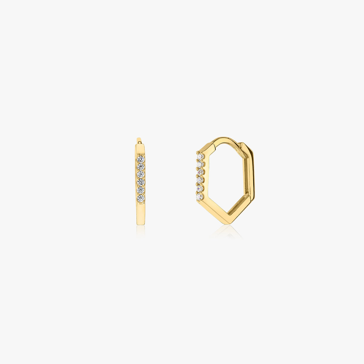 Hexagon Hoops arany fülbevaló - Indira