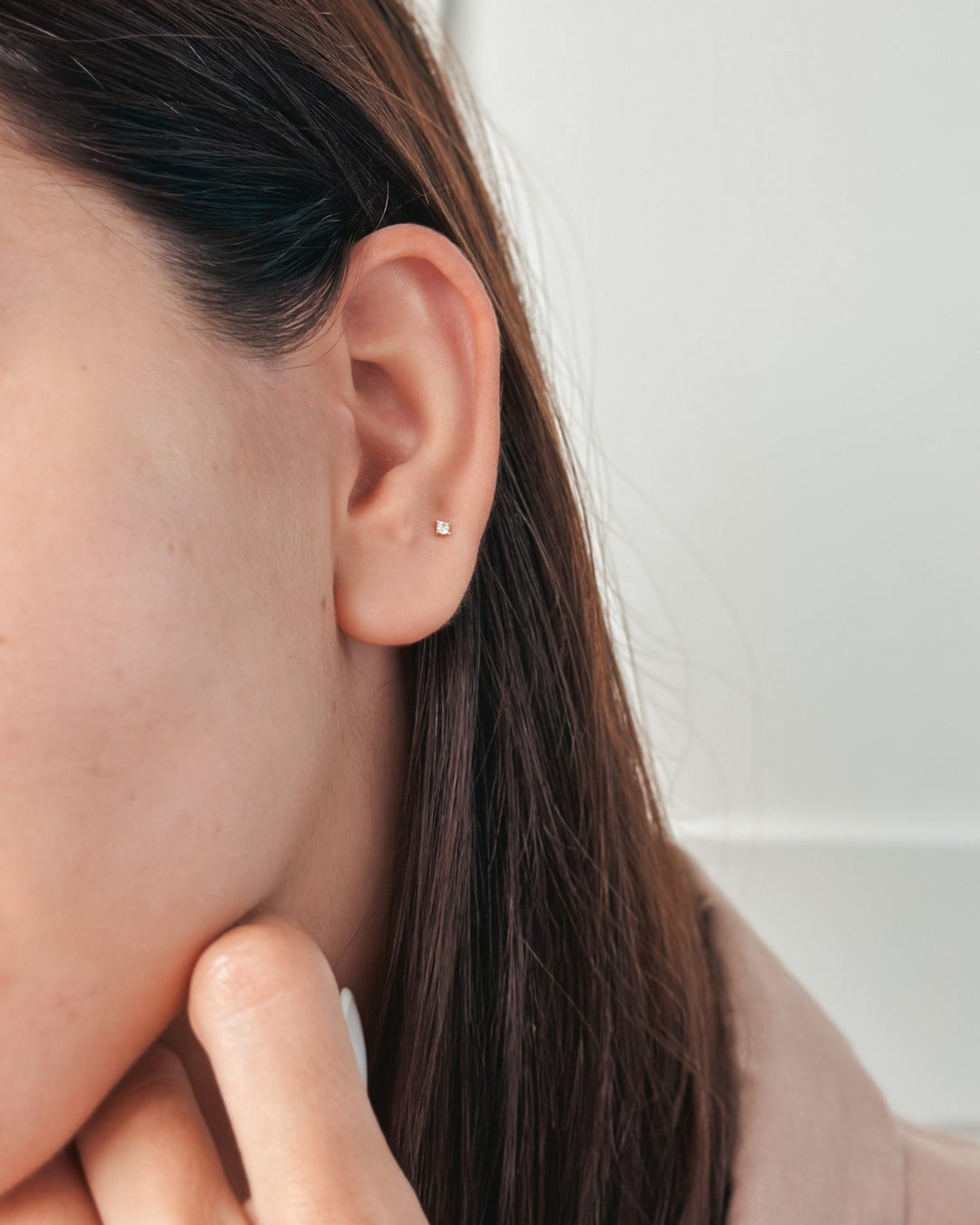 Sárga arany labret piercing fülbevaló Simple Shine - Cirkónia - Indira