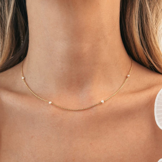 Golden Tiny Pearls ezüst nyaklánc - Indira