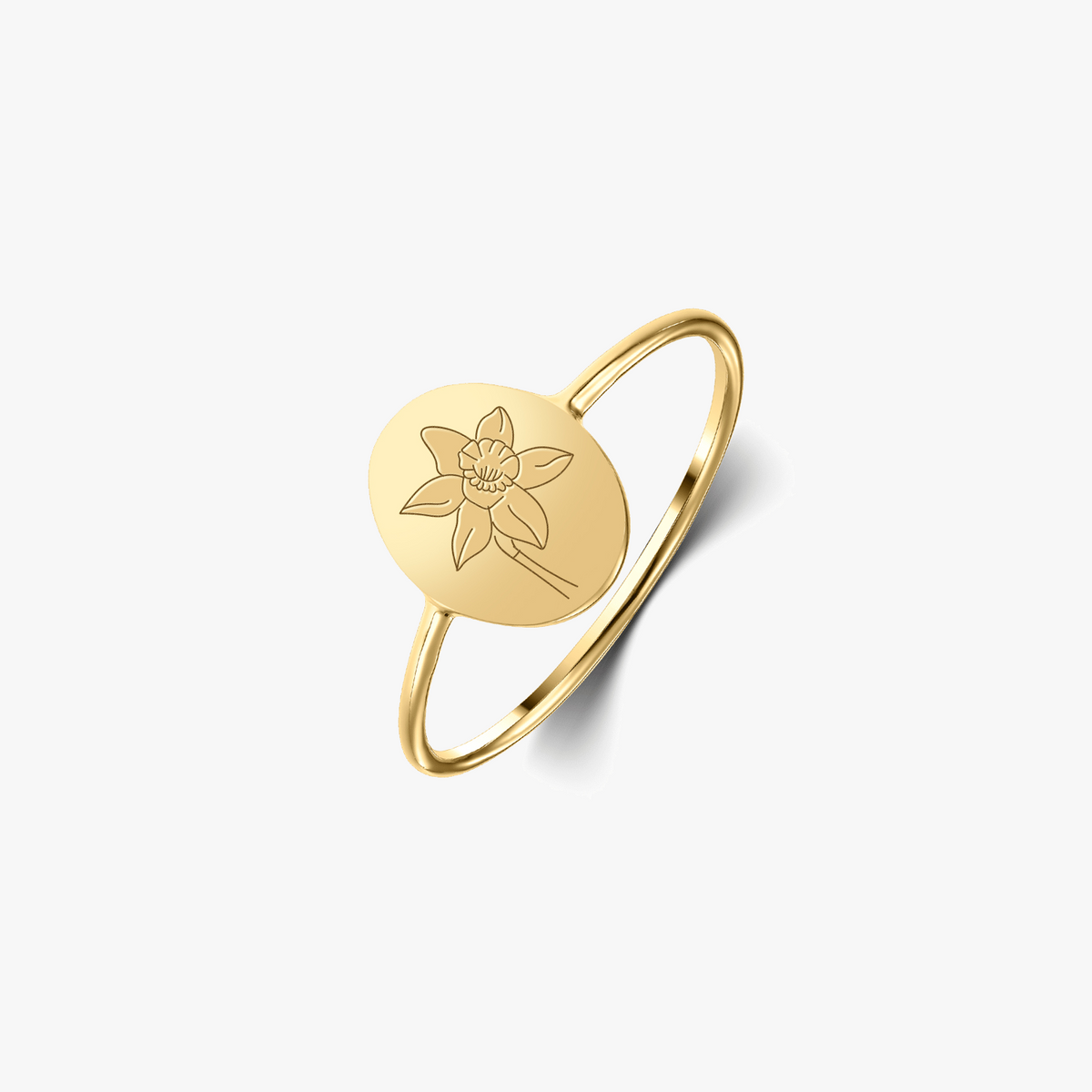 Birth Flower Golden ezüst gyűrű - Márciusi Nárcisz - Indira