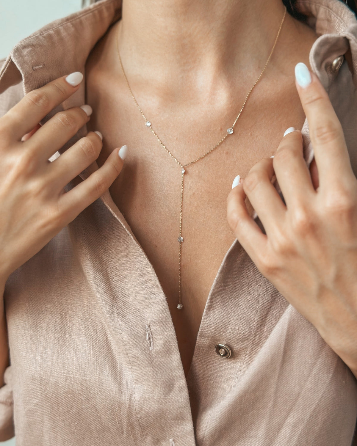 Sárga arany Diamond Drops nyaklánc - Gyémántok - Indira