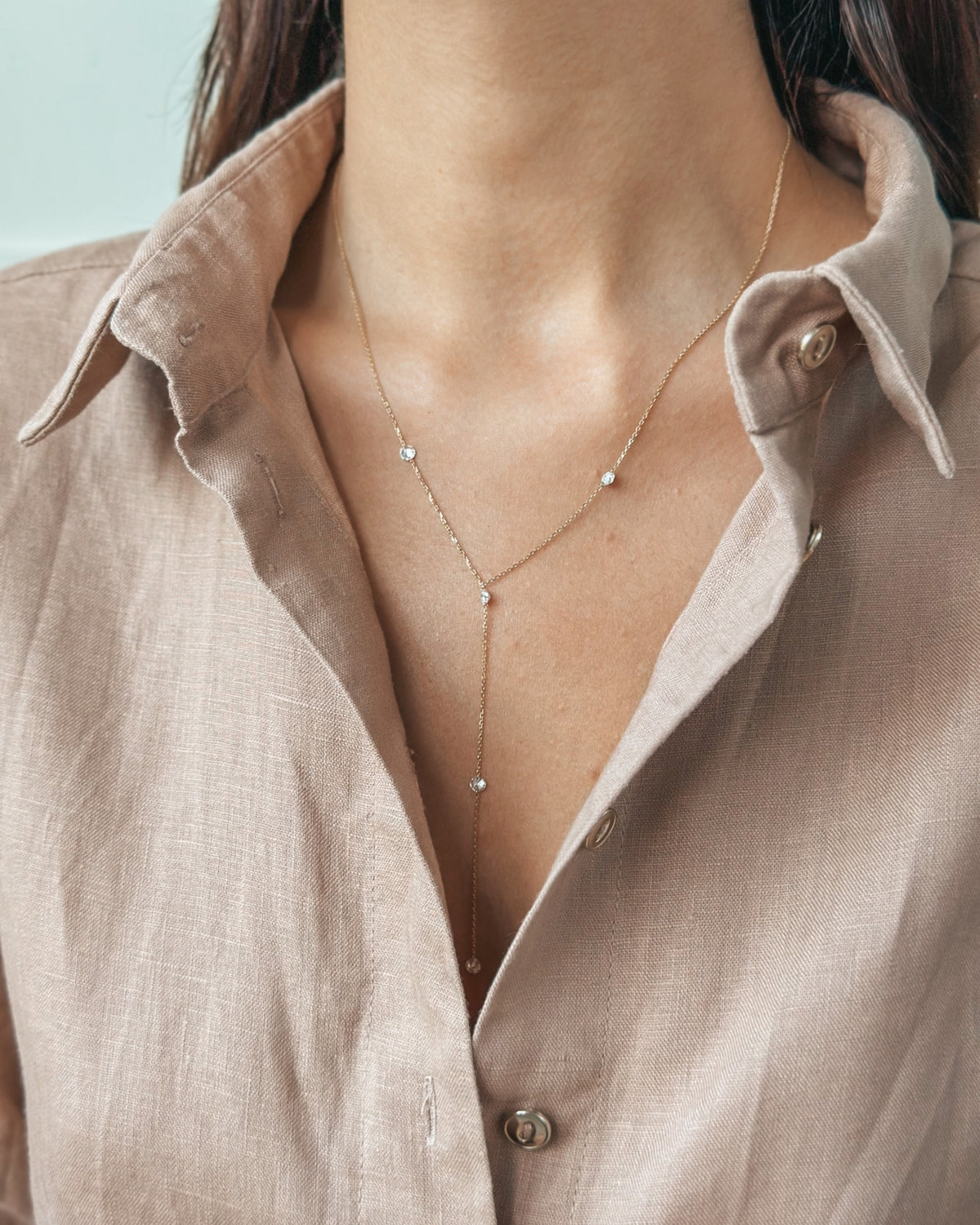 Diamond Drops sárga arany nyaklánc - Gyémántok - Indira