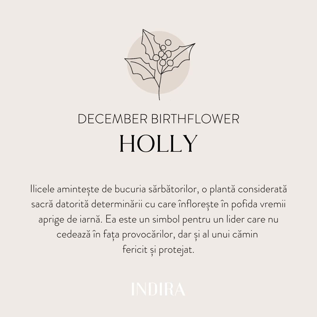 Fehérarany gyermek karkötő Birth Flower - Decemberi Magyal - Indira