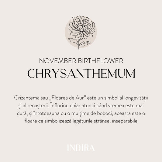 Birth Flower Silver nyaklánc - November Chrysanthemum - Indira