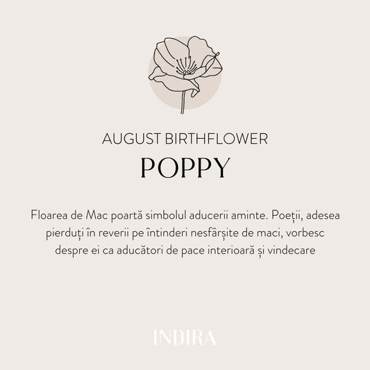 Birth Flower Golden ezüst nyaklánc - Augusztus Poppy - Indira