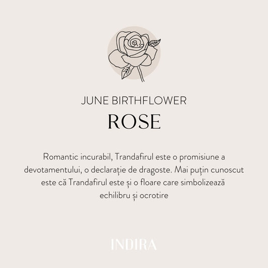 Birth Flower Silver nyaklánc - Júniusi rózsa - Indira