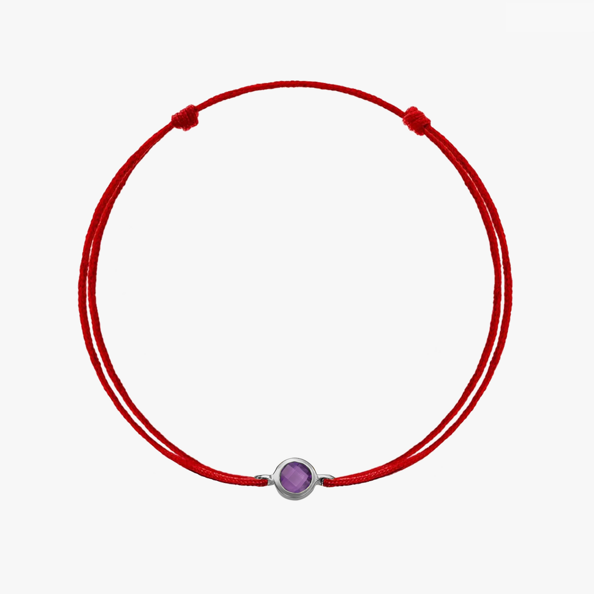 Birthstone Silver februári ametiszt ezüst zsinóros karkötő - Indira