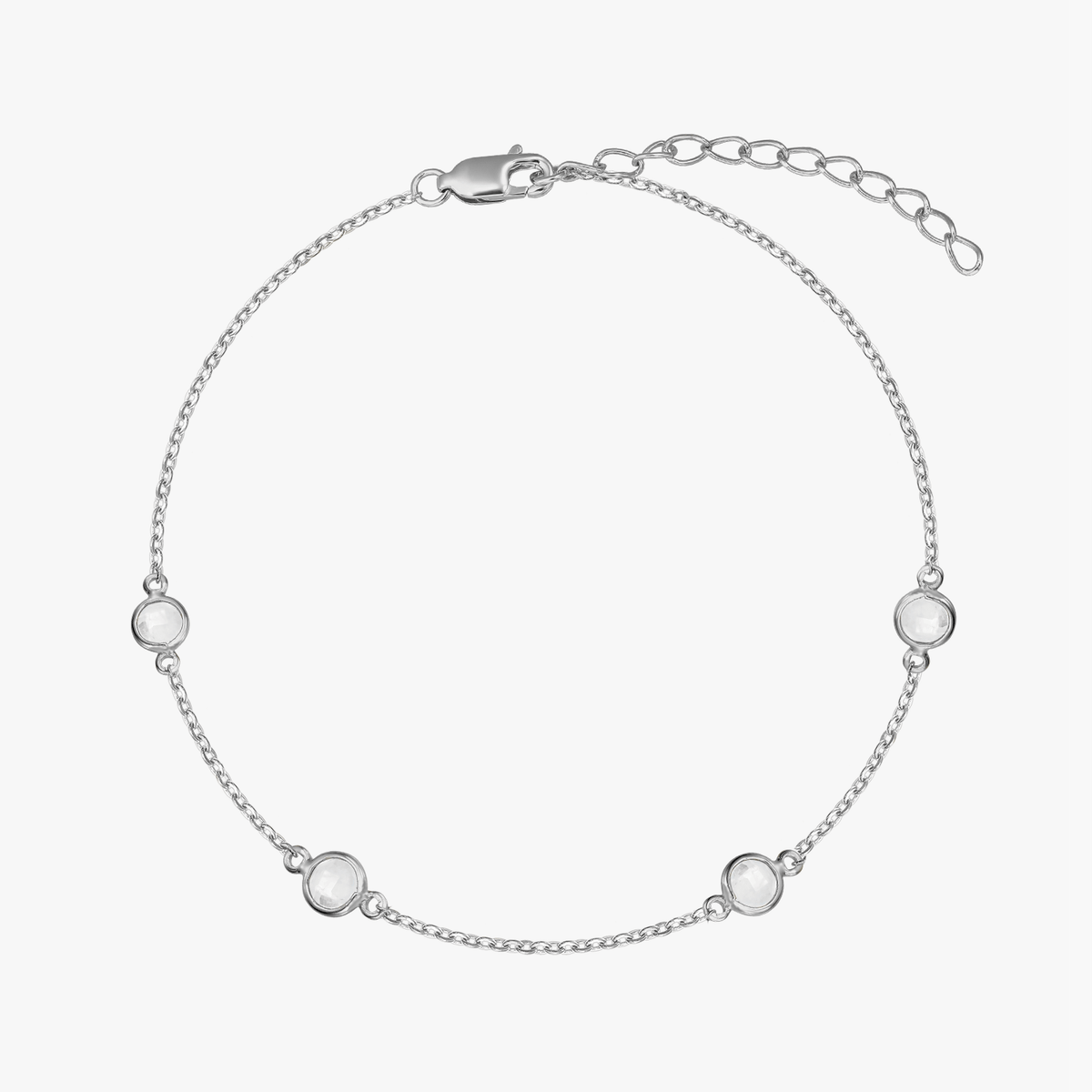 Ezüst Birthstone karkötő Április - Fehér Topáz - Indira