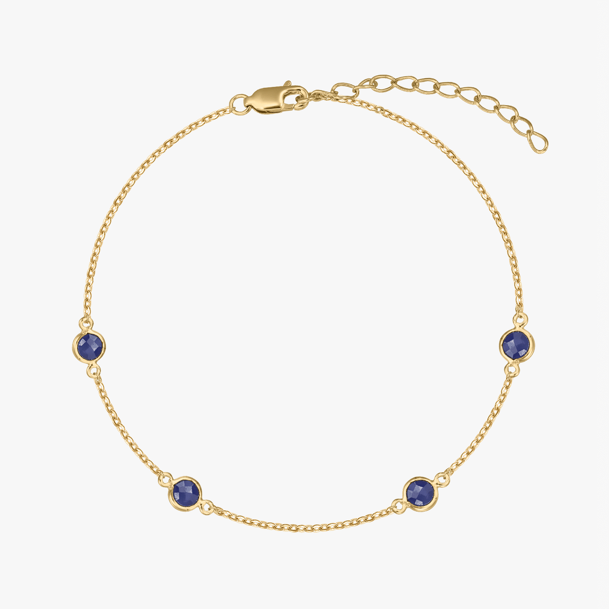 Születési köves ezüst karkötő Birthstone Golden Szeptember - Zafír - Indira
