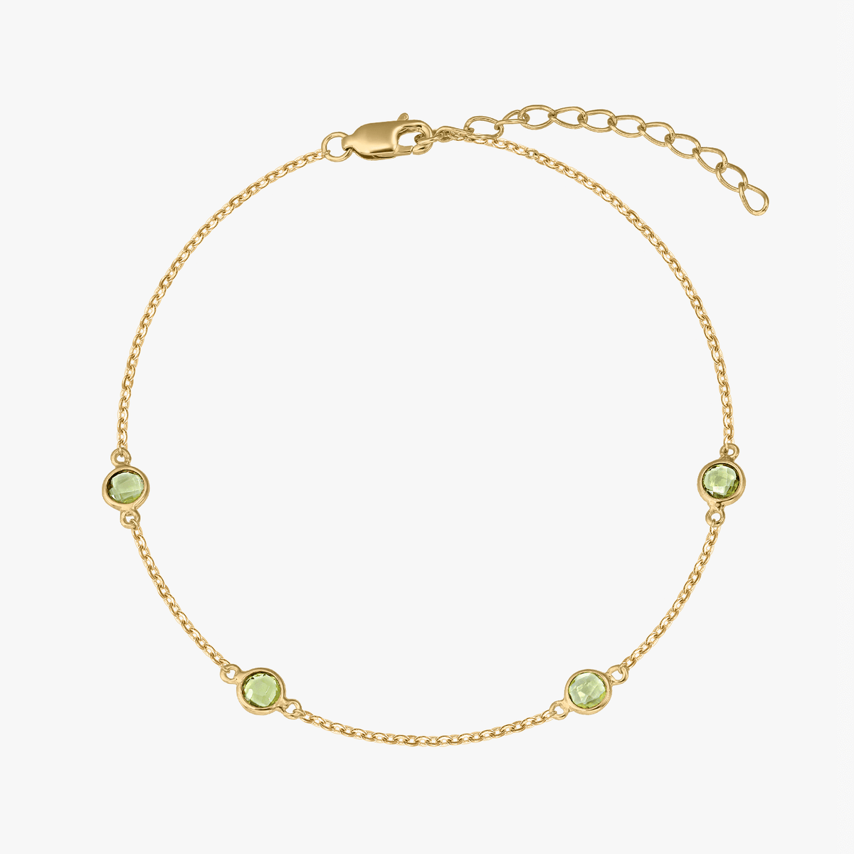 Birthstone Golden August ezüst karkötő - Peridot - Indira