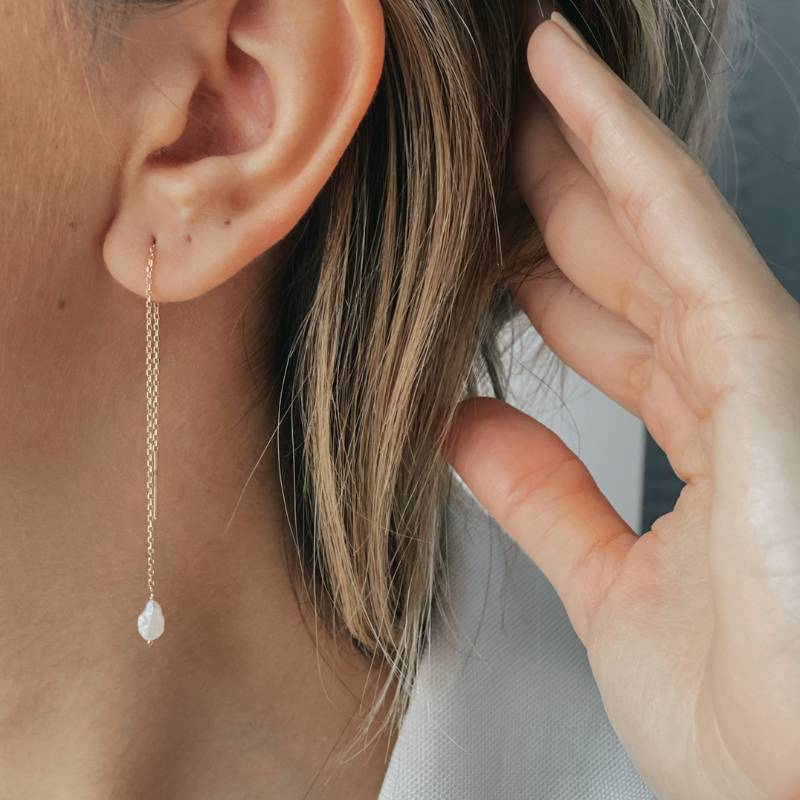 Arany Pearl Drop fülbevaló - Természetes Gyöngyök - Indira