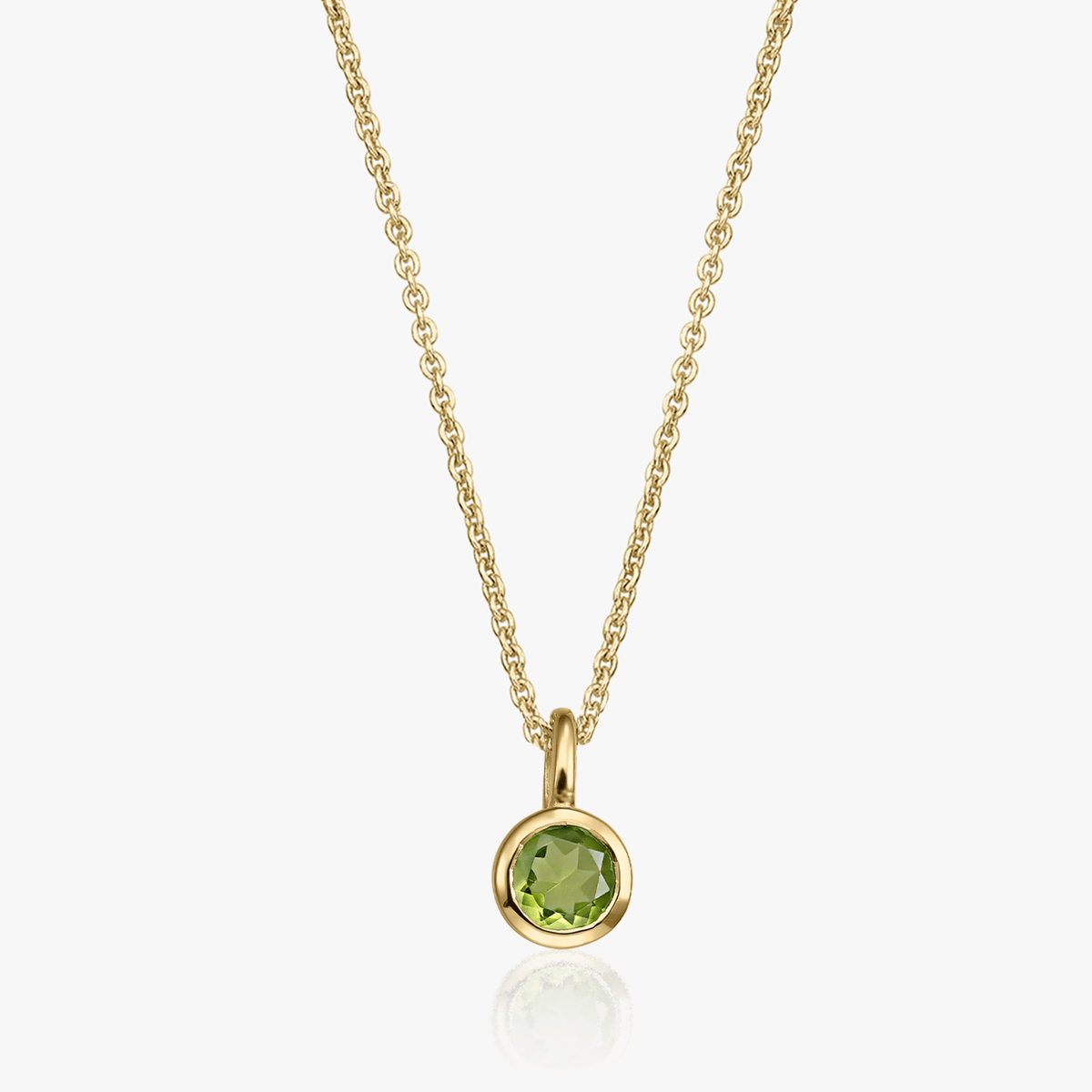 Birthstone Golden August ezüst nyaklánc - Peridot - Indira
