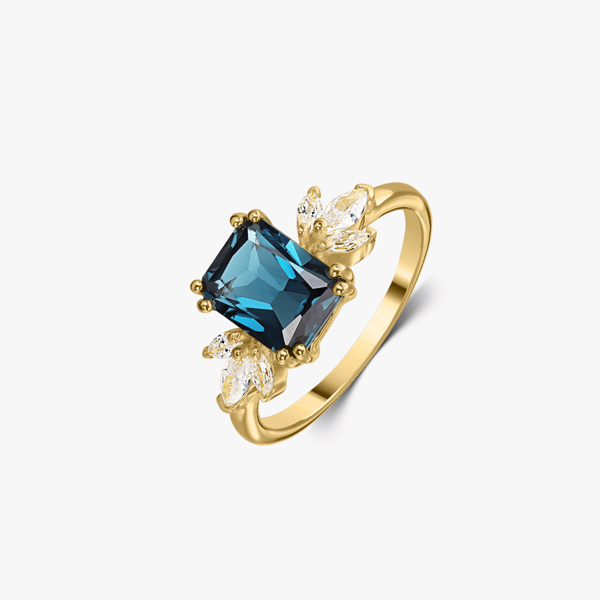 Golden Faerie ezüst gyűrű - London Blue Topáz - Indira