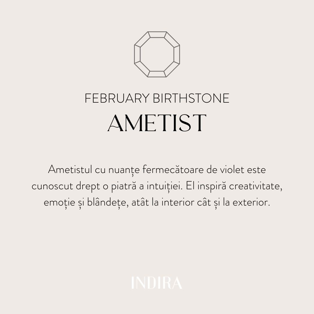 Ezüst Birthstone február karkötő - Ametiszt - Indira