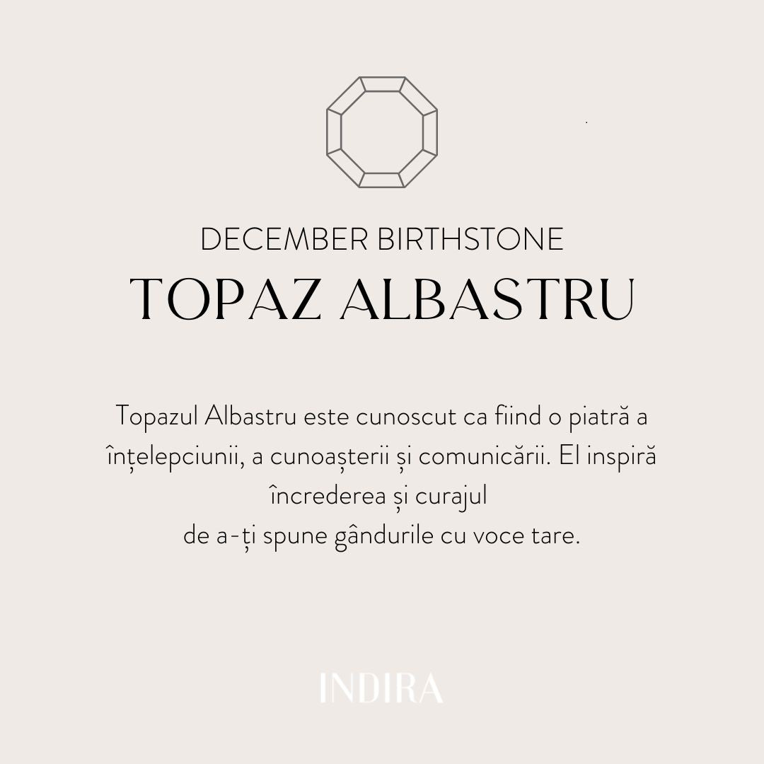 Ezüst Birthstone Golden December nyaklánc - Kék Topáz - Indira
