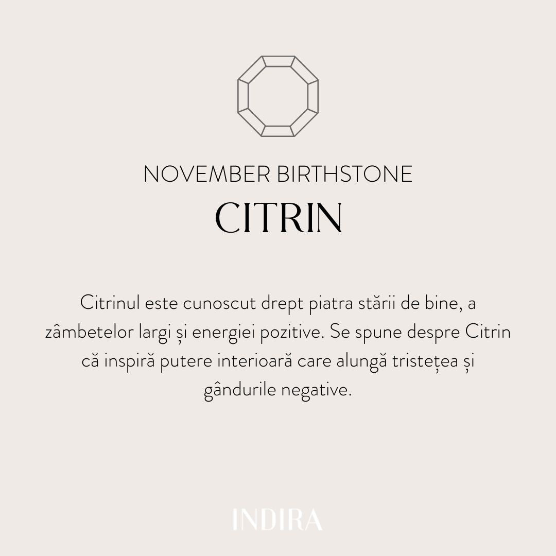 Birthstone Golden November - Citrin - Indira ezüst karkötő