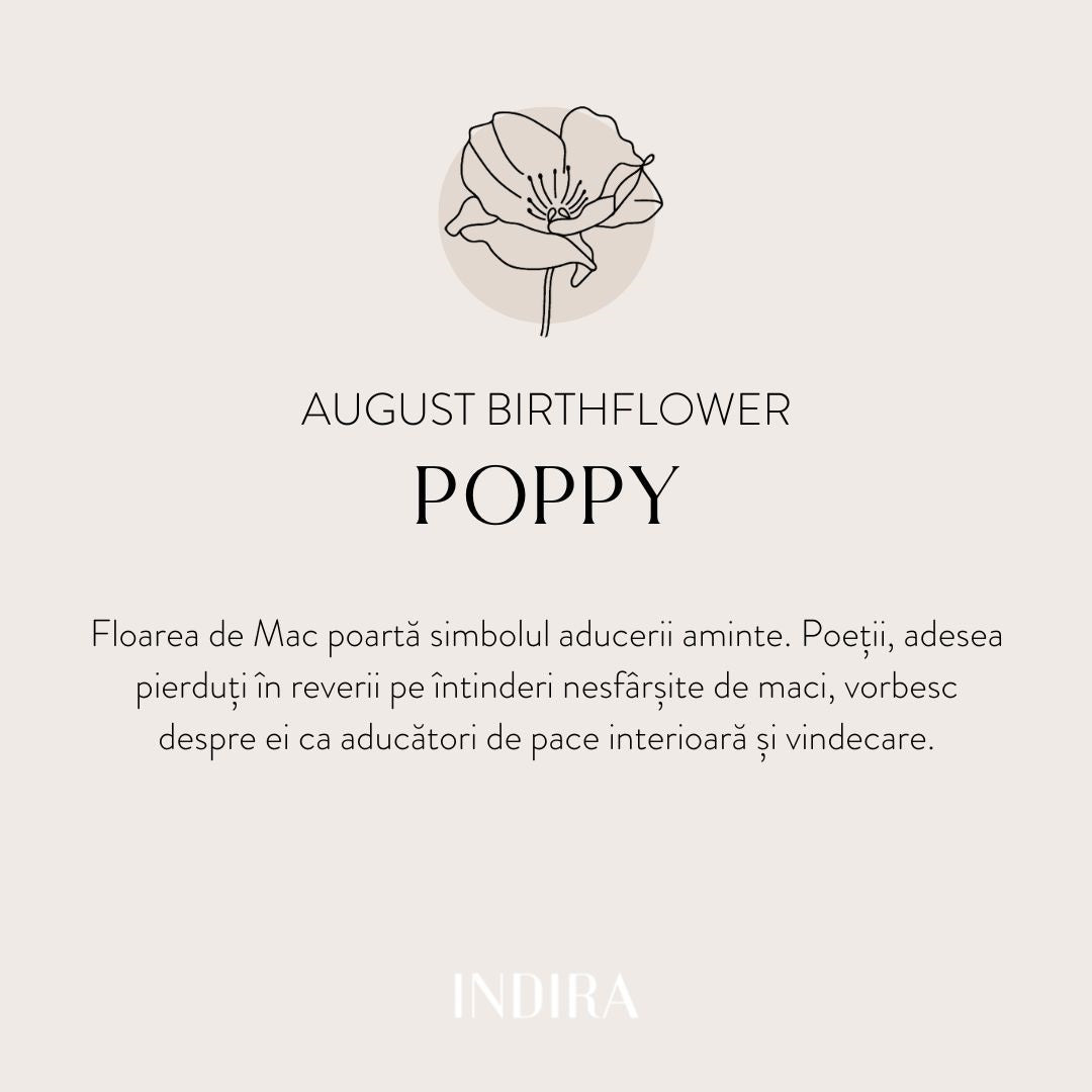 Birth Flower Golden ezüst gyűrű - Augusztus Pipacs - Indira