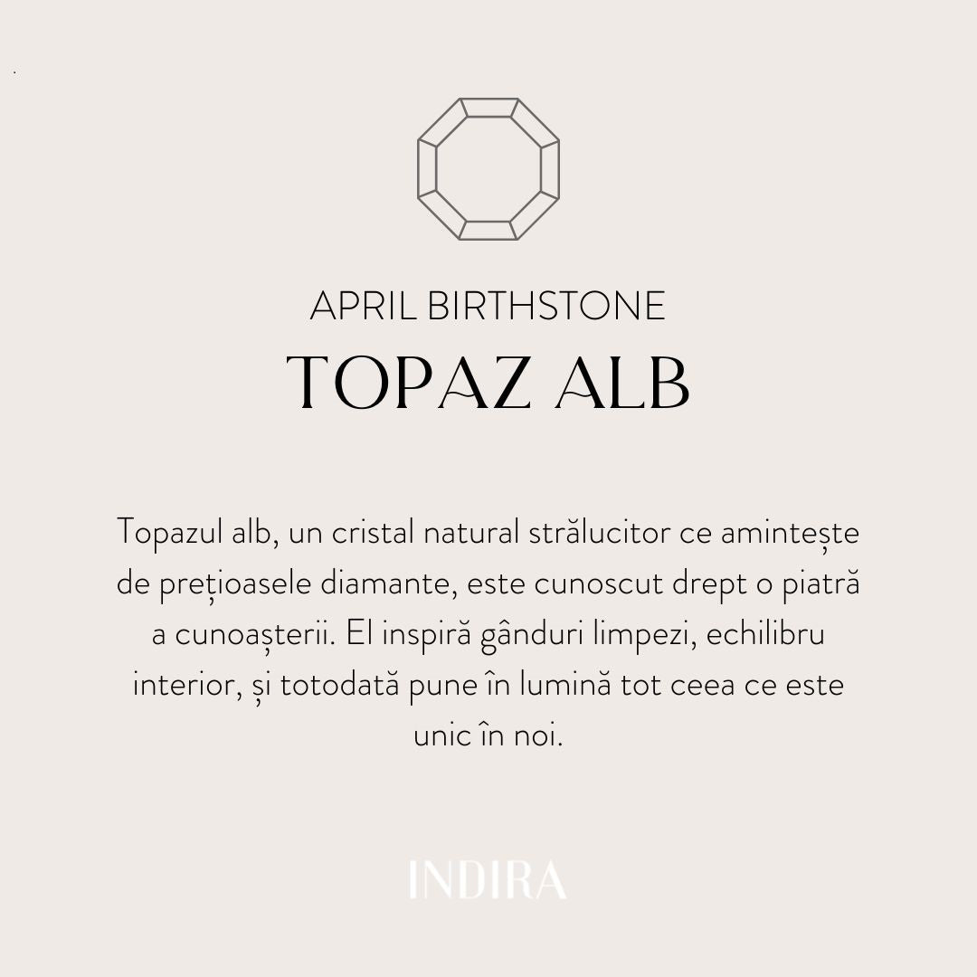 Birthstone Silver Áprilisi Zsinór Karkötő - Fehér Topáz - Indira