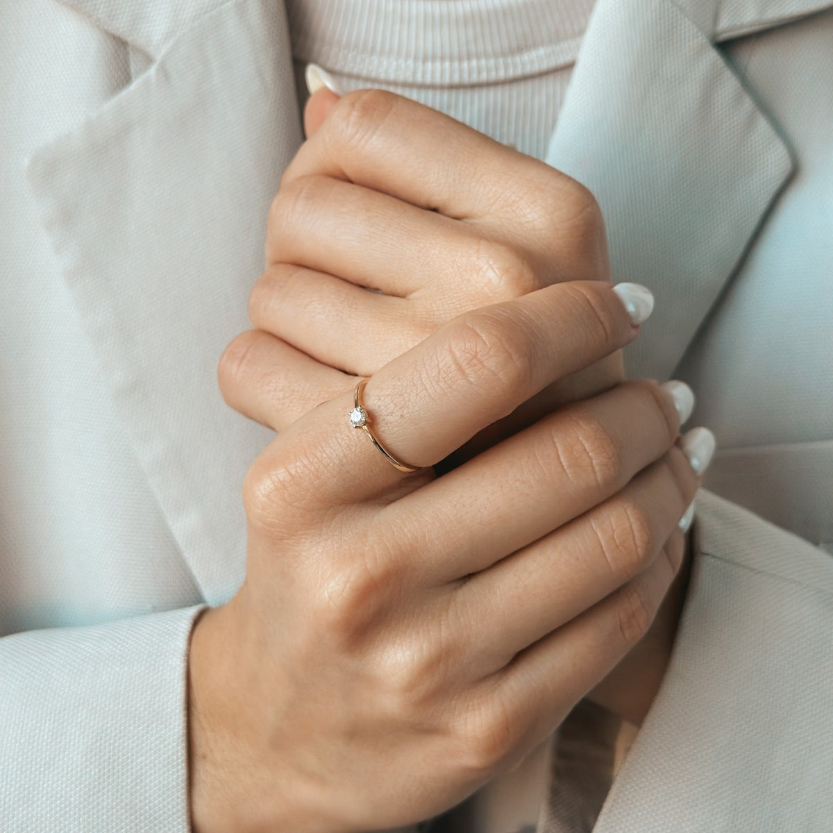 Timeless arany gyűrű - 0.1 CT gyémánt - Indira