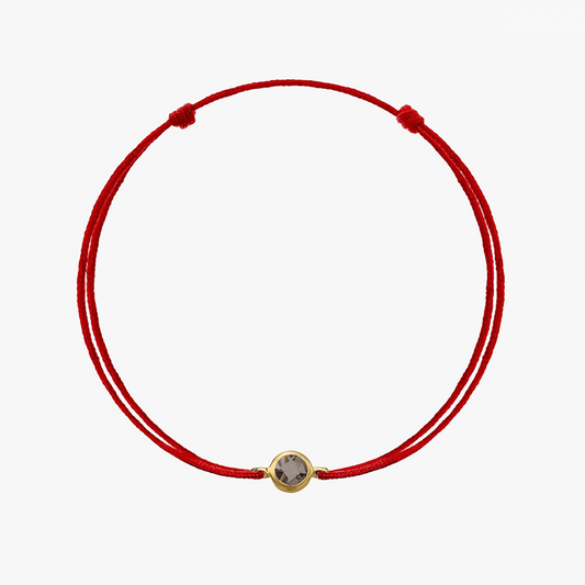 Aranysárga Füstkvarc Ezüst Zsinór Karkötő Birthstone - Indira