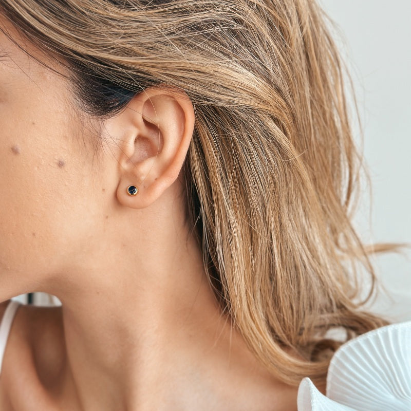 Birthstone Golden Szeptemberi fülbevaló ezüstből – Zafír – Indira