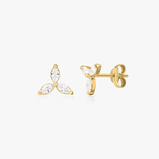 Arany Flower Studs fülbevaló - Cirkónia - Indira