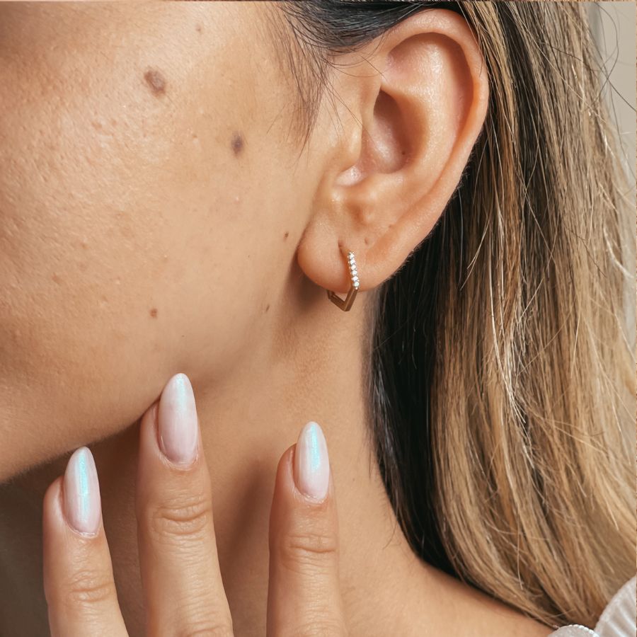 Arany Hexagon Hoops fülbevaló - Indira