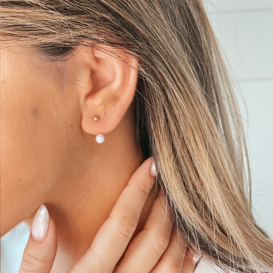 Arany Pearl Ear Jacket fülbevaló - Természetes gyöngyök - Indira