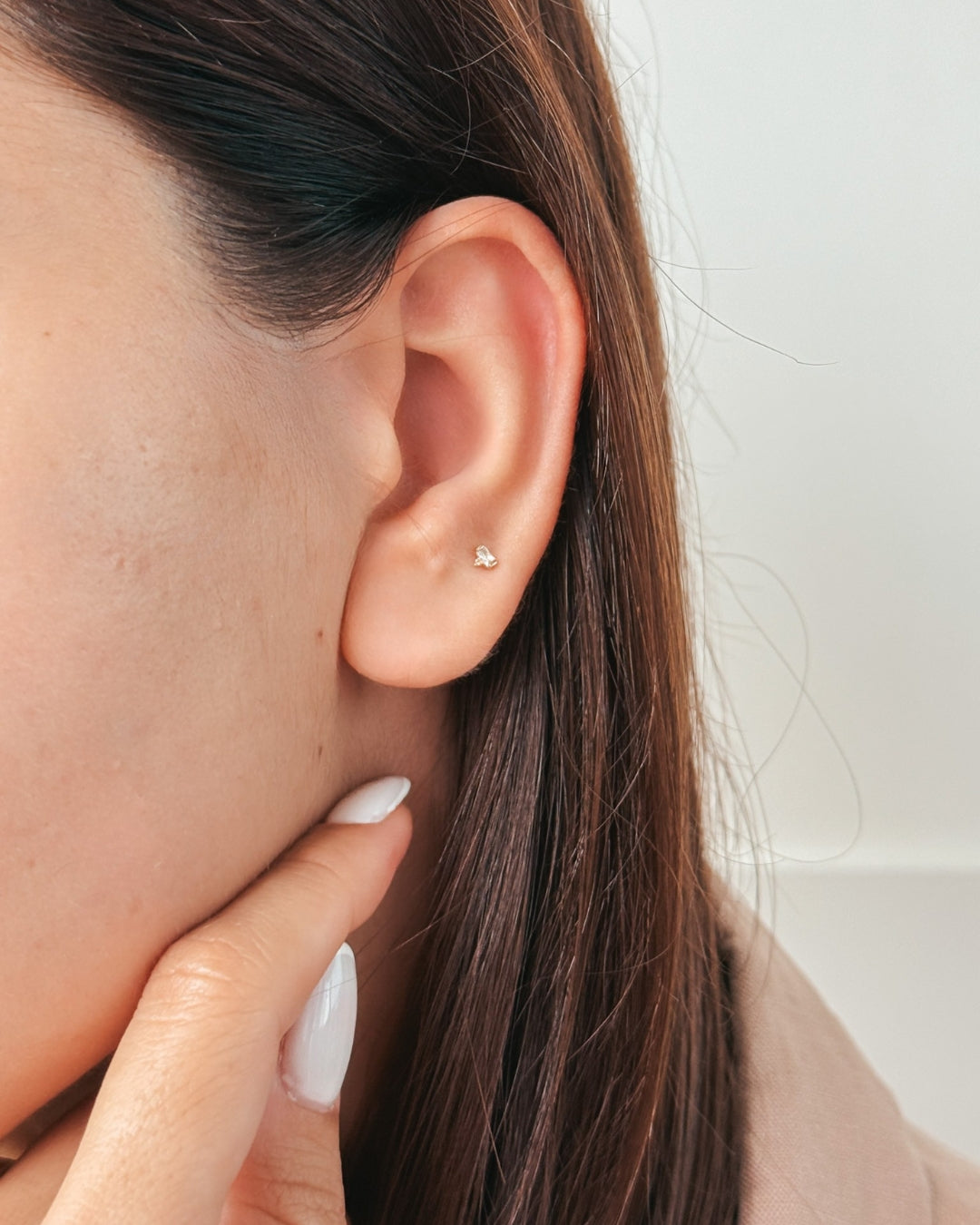 Sárga arany Shine labret piercing fülbevaló - Cirkónia - Indira