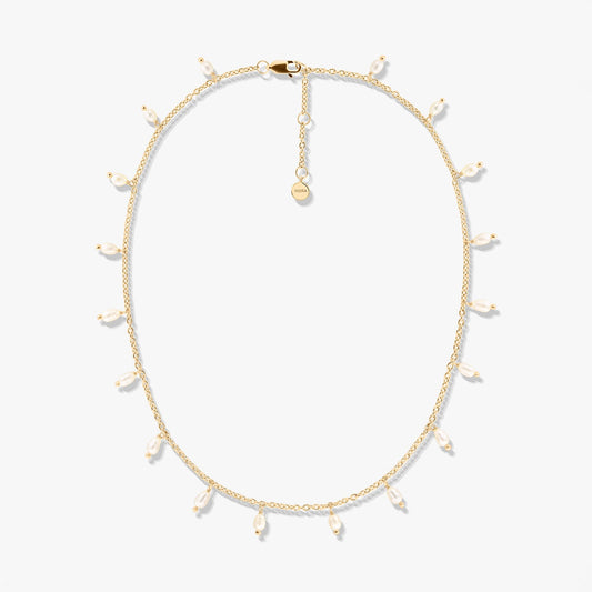 Golden Pearl Drops ezüst nyaklánc - tenyésztett gyöngyök