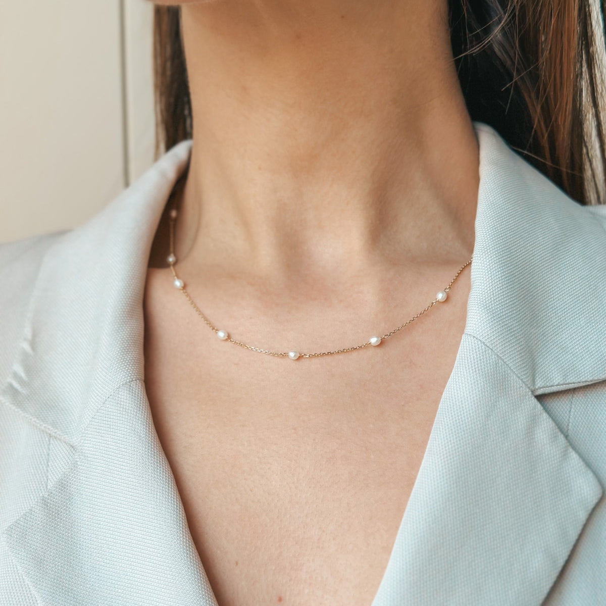 Pearl Elegance arany nyaklánc - tenyésztett gyöngyök