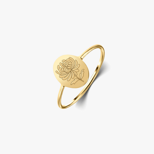 Birth Flower Golden - Novemberi krizantémusz - Indira ezüstgyűrű