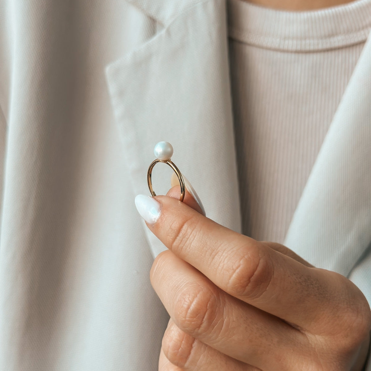 Pearl Elegance arany gyűrű – Indira