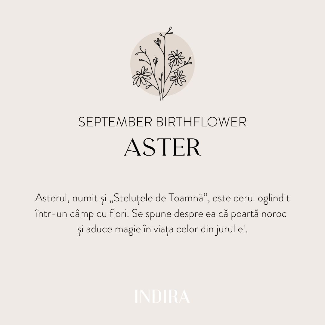 Fehér arany gyermek zsinór karkötő Birth Flower - Szeptemberi Aster - Indira