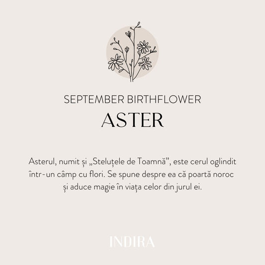 Fehér arany gyermek zsinór karkötő Birth Flower - Szeptemberi Aster - Indira