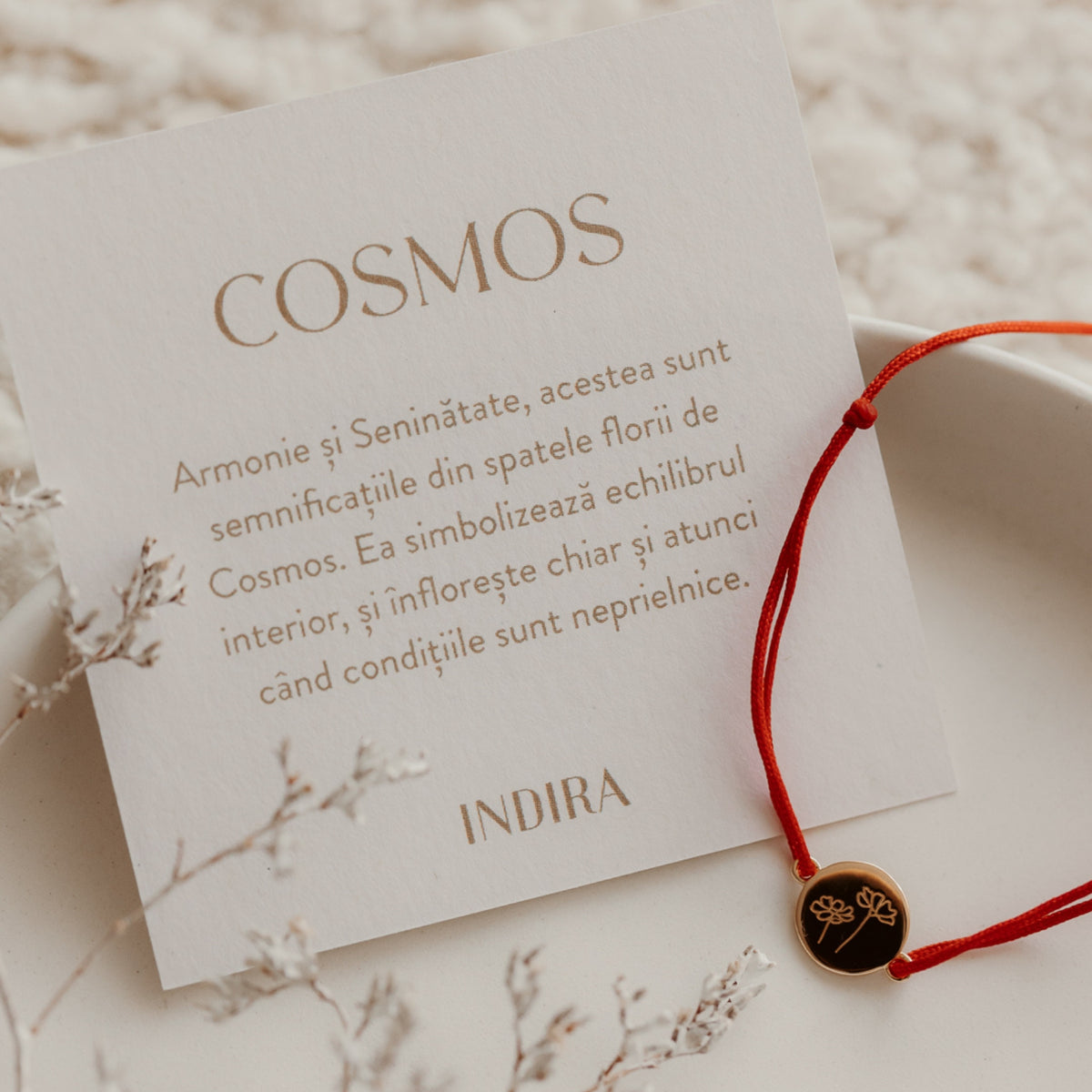 Ezüst zsinór karkötő Birthflower - October Cosmos