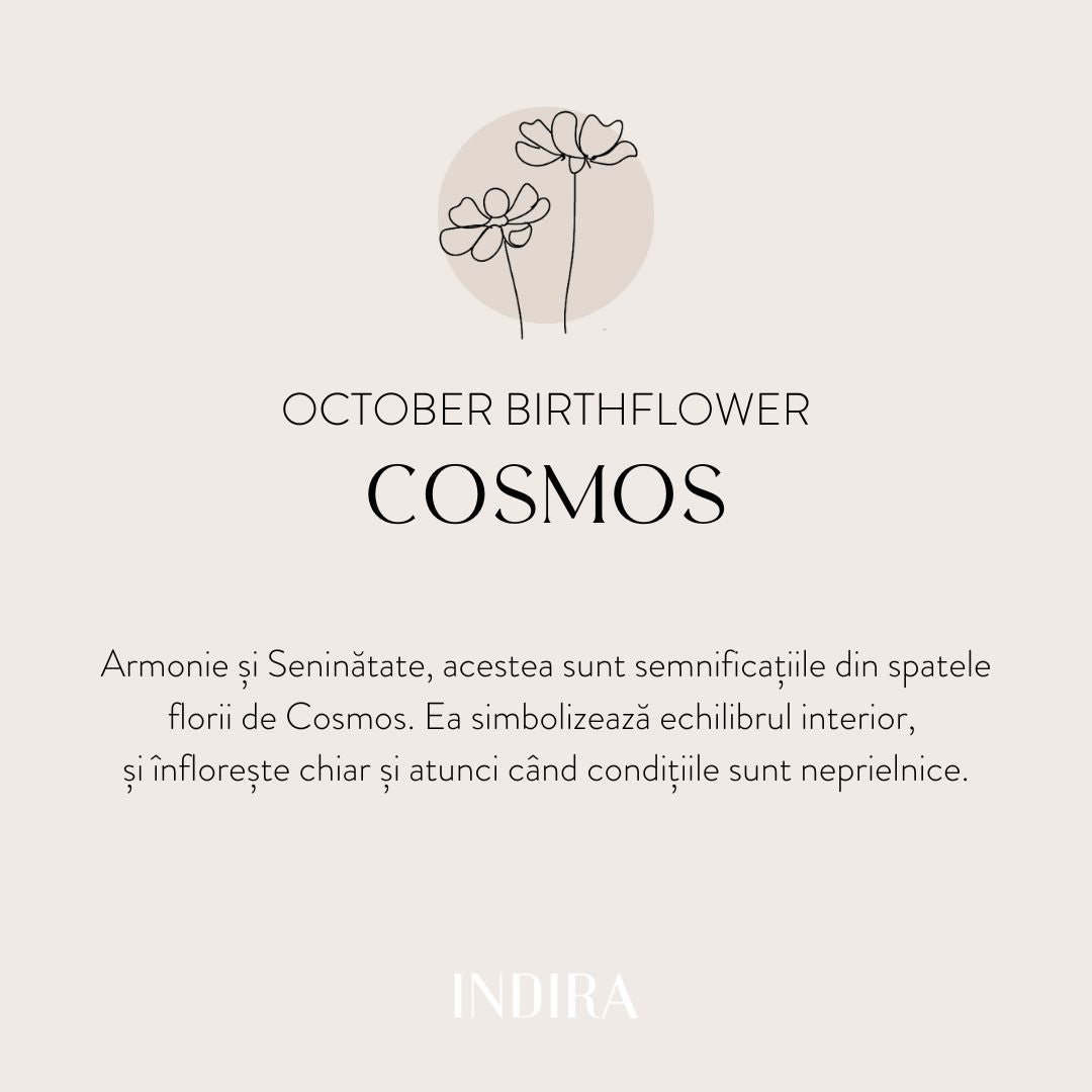 Fehérarany zsinór karkötő gyermekeknek Birth Flower - Októberi Cosmos - Indira