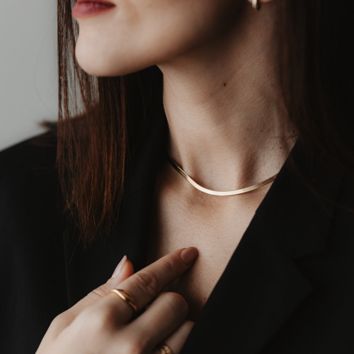 Golden Herringbone ezüst nyaklánc - Indira
