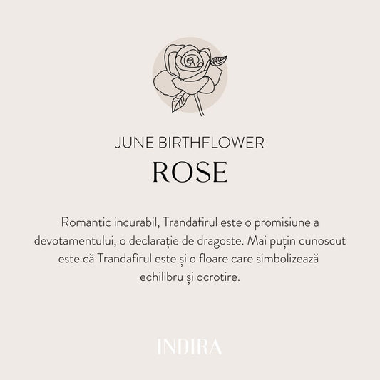 Arany, gyermekeknek szóló zsinóros karkötő Birth Flower - Júniusi Rózsa - Indira