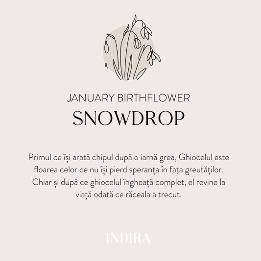 Gyermek fehérarany zsinóros karkötő Birth Flower - Januári Hóvirág - Indira