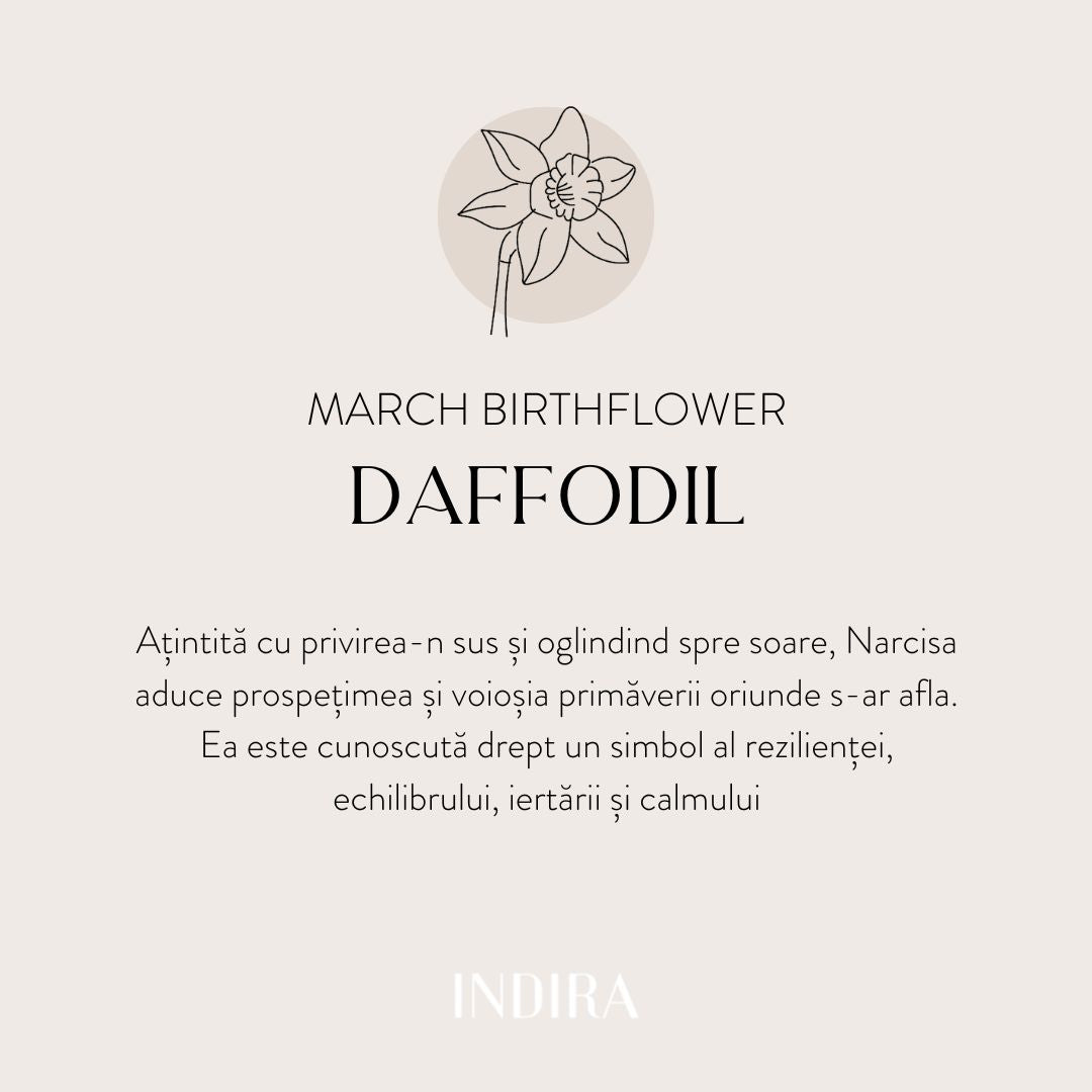 Birth Flower Silver nyaklánc - Márciusi Nárcisz - Indira