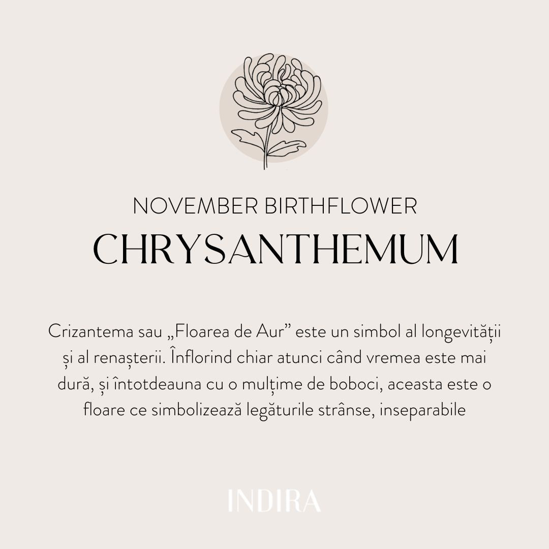 Birth Flower Golden ezüst nyaklánc - Novemberi Krizantém - Indira