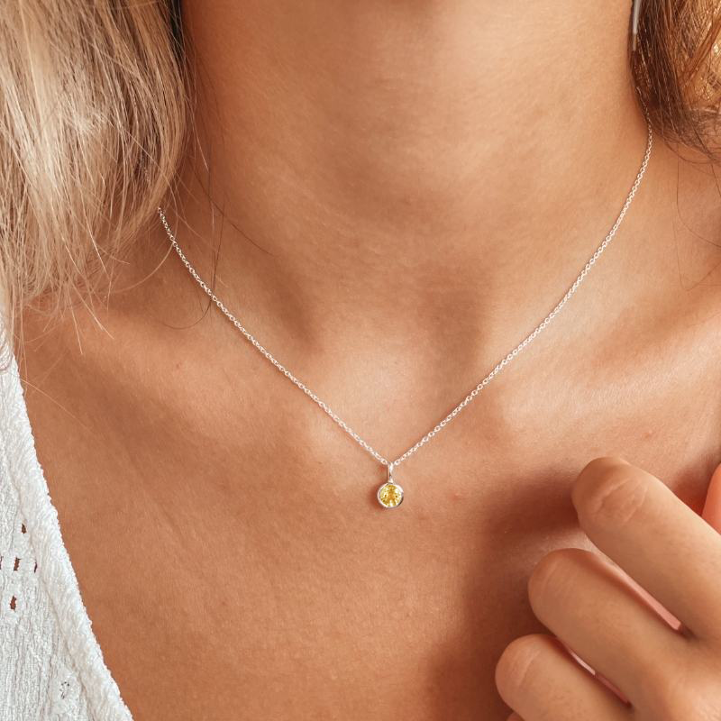 Ezüst Birthstone nyaklánc November - Citrin - Indira