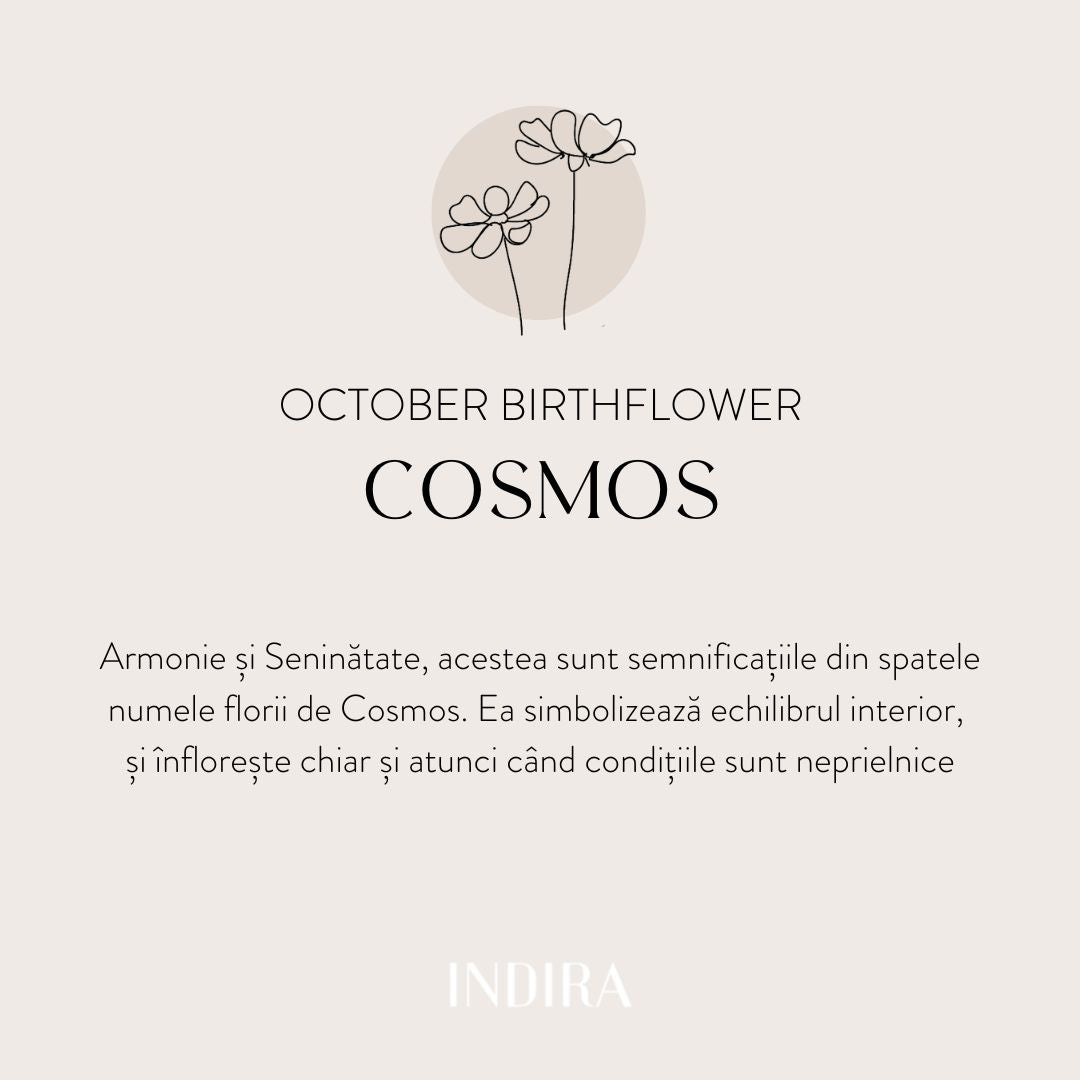 Birth Flower Ezüst Nyaklánc - Októberi Kozmosz - Indira