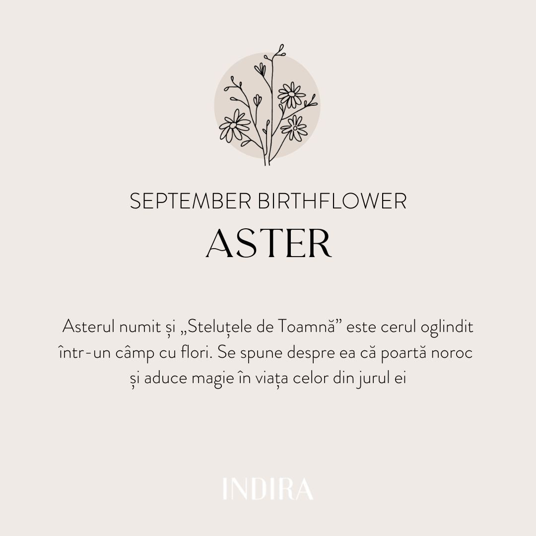 Birth Flower Golden Ezüst Nyaklánc - Szeptemberi Aster - Indira